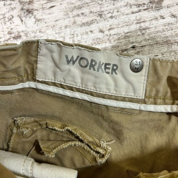 Men’s Gap 1969 09 Worker cargo pants khaki tan distressed straight Sz 31 x 30.5” - Picture 4 of 9